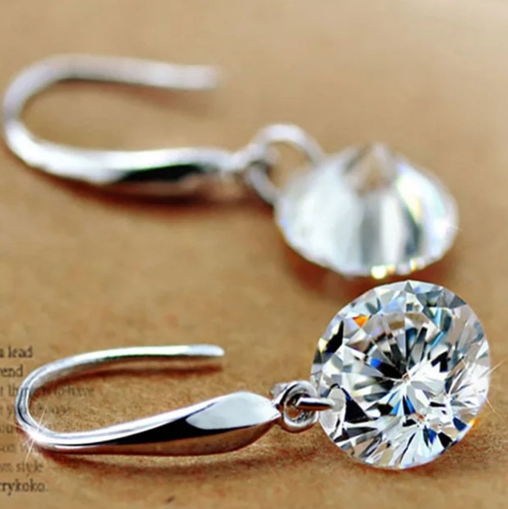 .925 Sterling Silver Drop Zorcon Copper Earrings - Picture 3 of 4